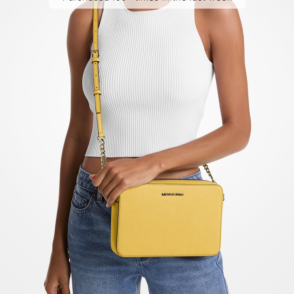 **TRADED** Michael Kors NWT Jet Set Saffiano Daisy Yellow Leather Crossbody Bag